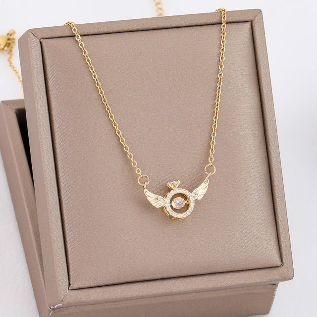 Collana Ali Angelo Collana Cuore In Oro Rosa Con Ali - Regalo Donna Per San Valentino Gioielli Regalo Donna San Valentino - Foto 4