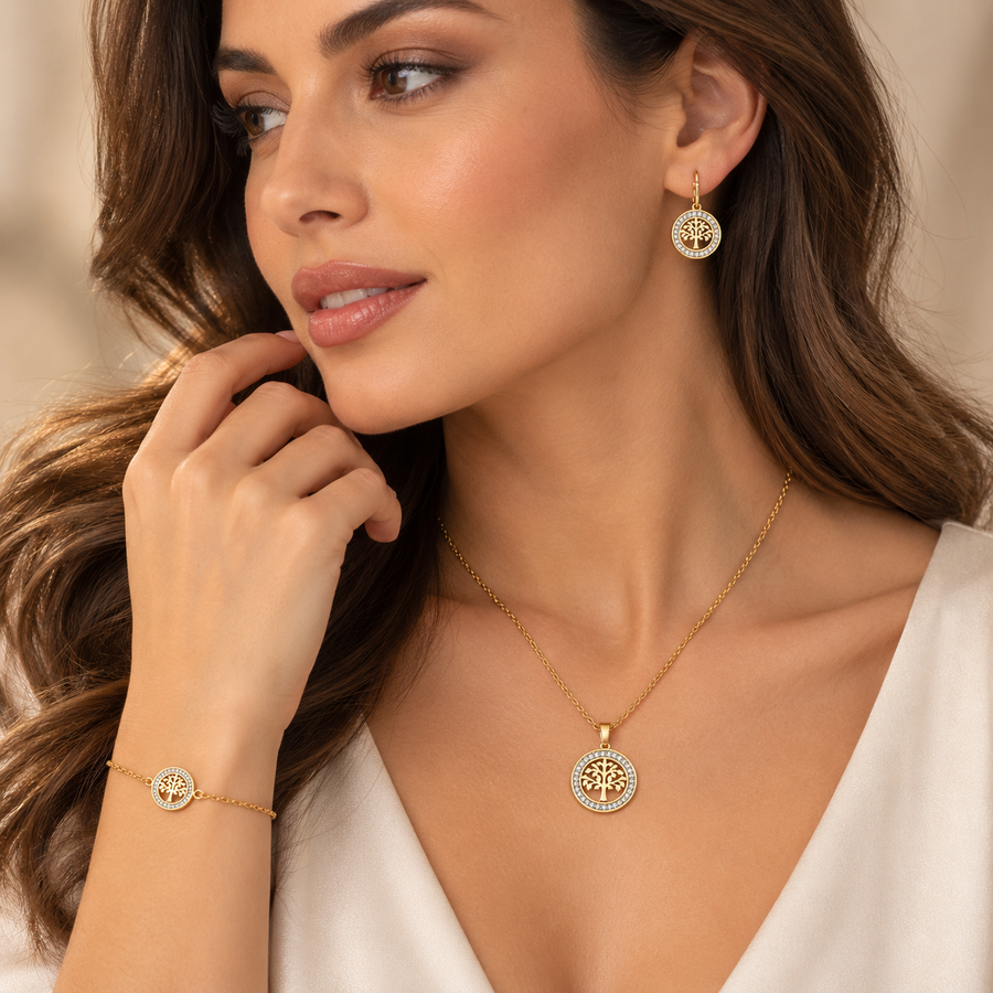 Parure Richesse et Prospérité Plaquée Or 18K